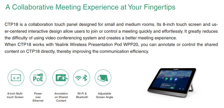 Yealink CTP18 Teams Collaboration Touch Panel-Generation-e