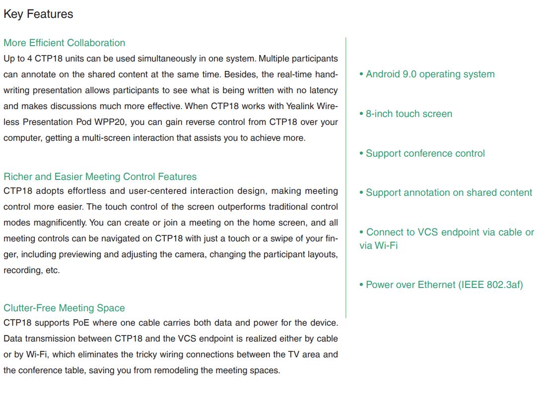 Yealink CTP18 Teams Collaboration Touch Panel-Generation-e