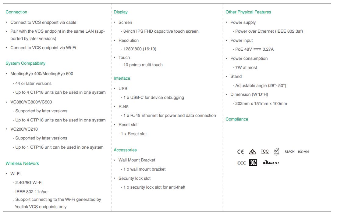 Yealink CTP18 Teams Collaboration Touch Panel-Generation-e