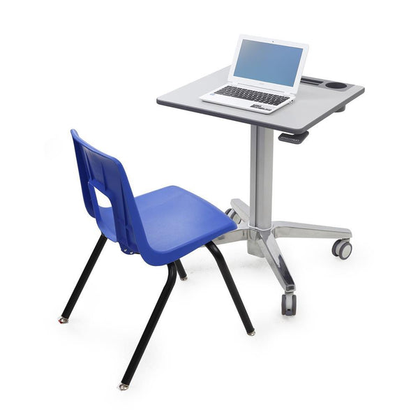 Ergotron LearnFit, 16" Travel Adjustable Standing Desk, Clear Anodized-Generation-e